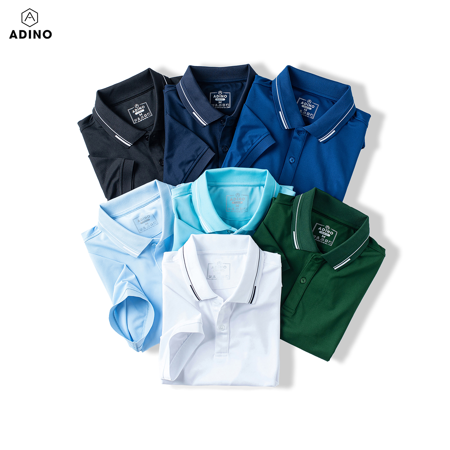 Áo polo nữ màu xanh thiên thanh phối viền ADINO vải polyester cotton không bai xù dáng slimfit công sở hơi ôm trẻ trung APN05
