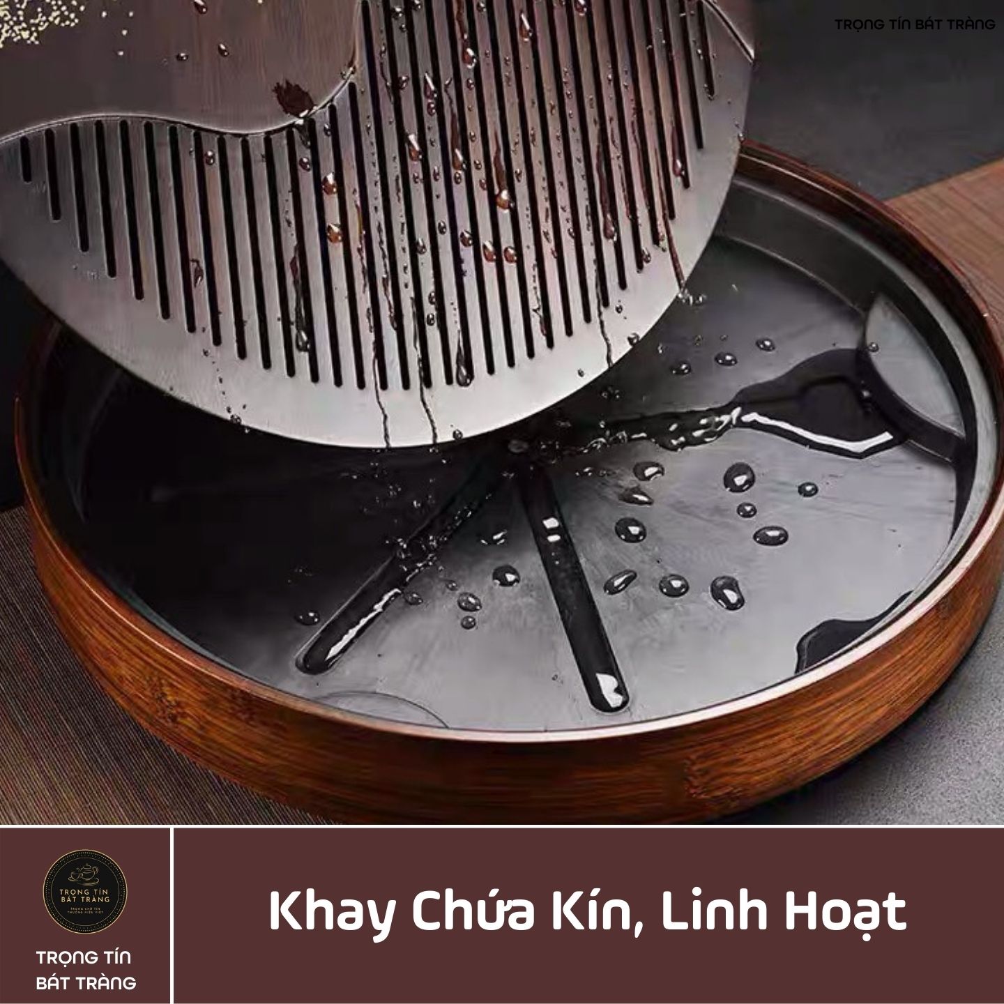 Khay Trà Tre Cao Cấp Hình Tròn 3 Kích Thước KT 63