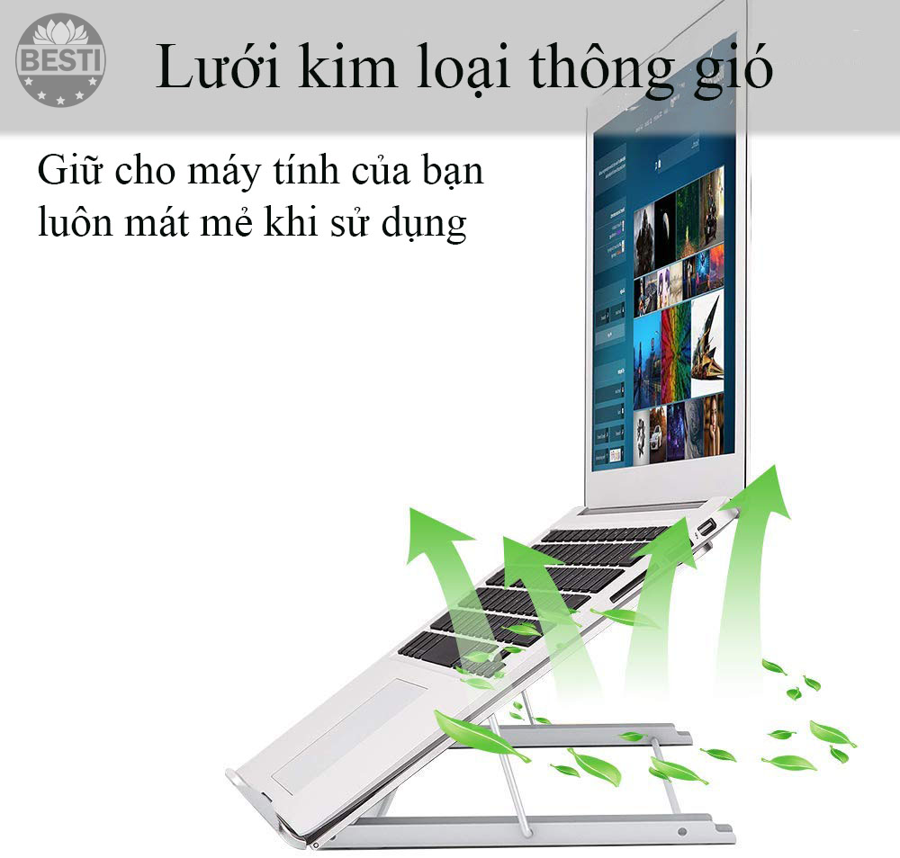 Giá Đỡ cho Laptop, Máy Tính Bảng, Macbook, Máy Tính Bảng Hợp Kim Nhôm Cao Cấp, Giúp Tản Nhiệt Besti  BTY02 - Hàng Chính Hãng