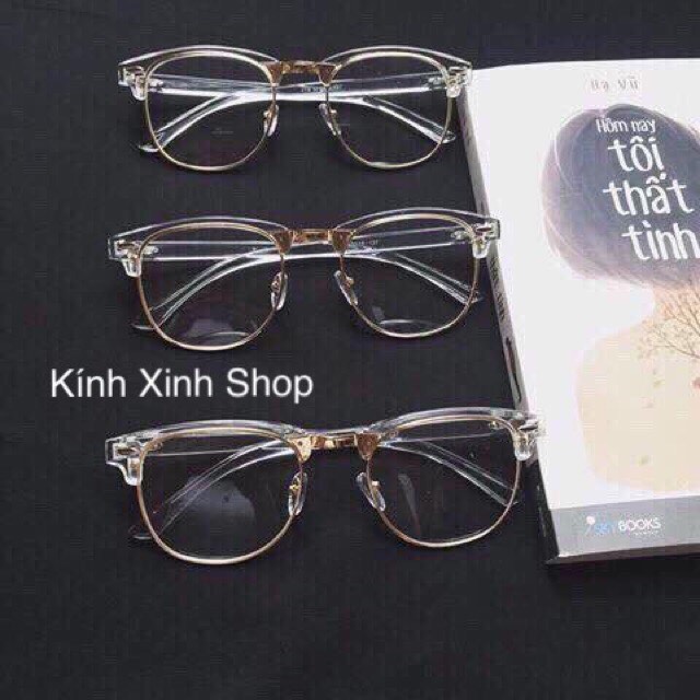Gọng Kính Cận, Kính Giả Cận Nửa Viền Unisex Thời Trang Ulzzang