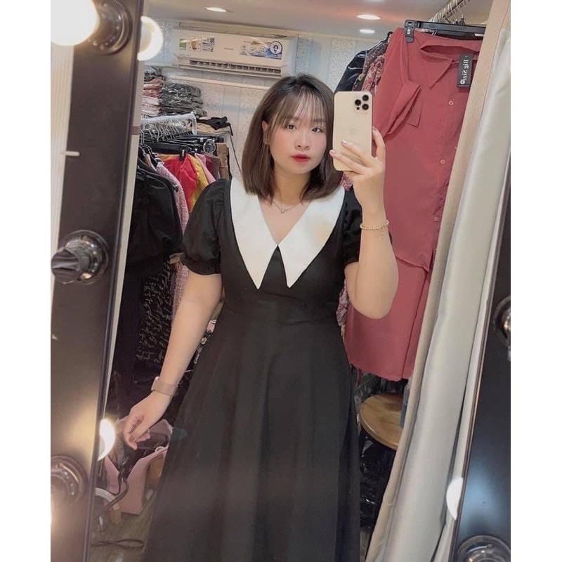 Đầm cổ sơ mi thanh lịch bigsize 60-90kg có mẫu chụp thật