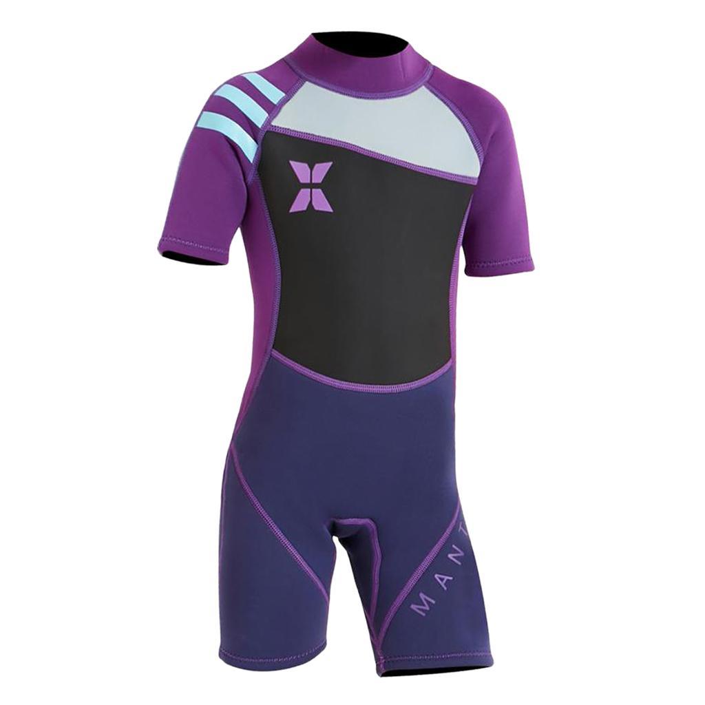 2.5mm Kids Short Sleeve Wetsuit Beach Diving  Swimsuit S
