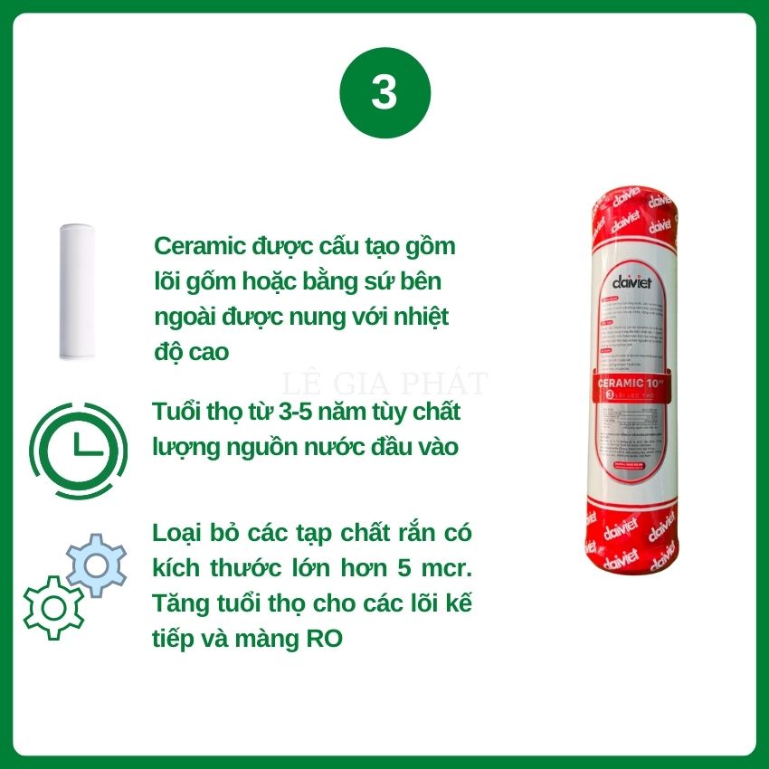 Combo 3 Lõi Lọc Nước Thô 1-2-3 Hàng Chính Hãng