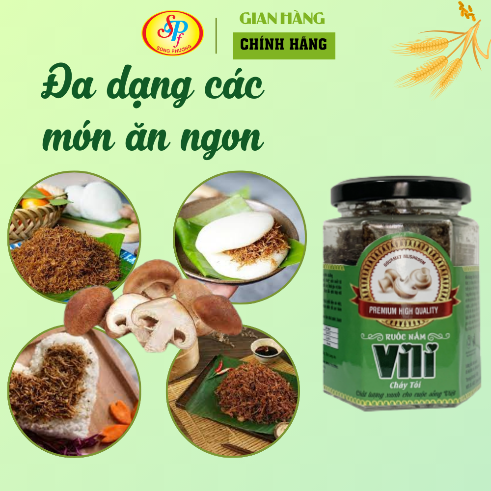 Ruốc nấm hương Vili - Thực phẩm chay - Cháy tỏi 60g/lọ- Hàng xuất khẩu Nhật