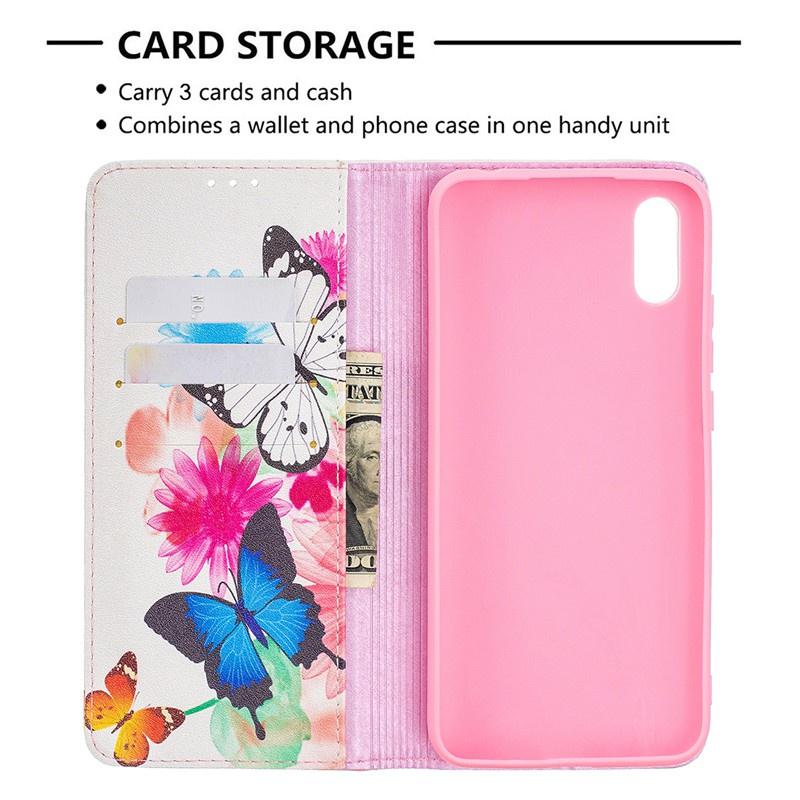 Ốp điện thoại da nắp lật họa tiết hoa cho Xiaomi Mi 10T Pro 5G 10T Lite Redmi 9 9A 9C