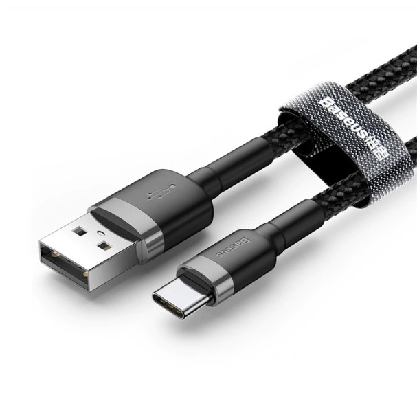 Cáp Sạc Nhanh, Truyền Dữ Liệu Tốc Độ Cao Baseus Cafule Type C Cho Samsung S8S9 Note8 Note9 Xiaomi Huawei Opponokia 3A, Sạc Nhanh Quick Charge 3.0, Siêu Bền - Hàng Nhập Khẩu - 2M - Xám