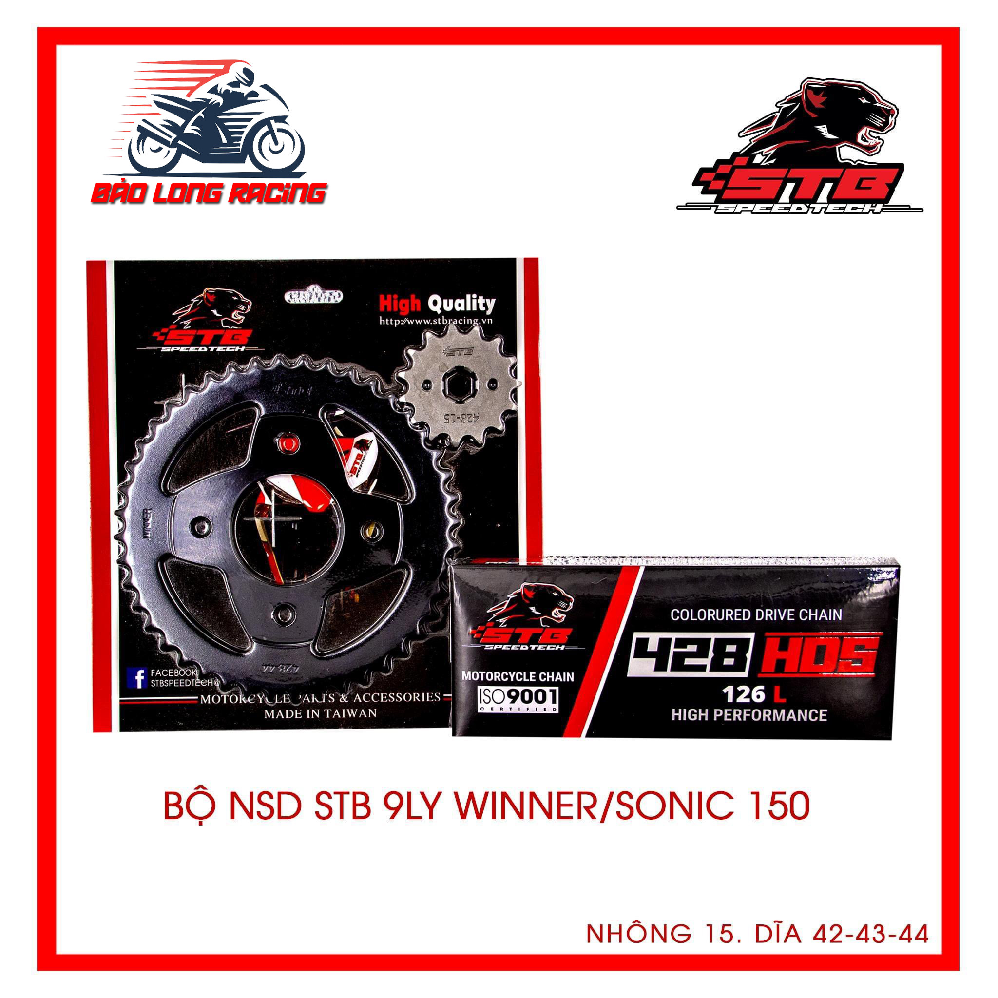 Bộ Nhông Đĩa 428-15T*44T gắn Winner và Sonic