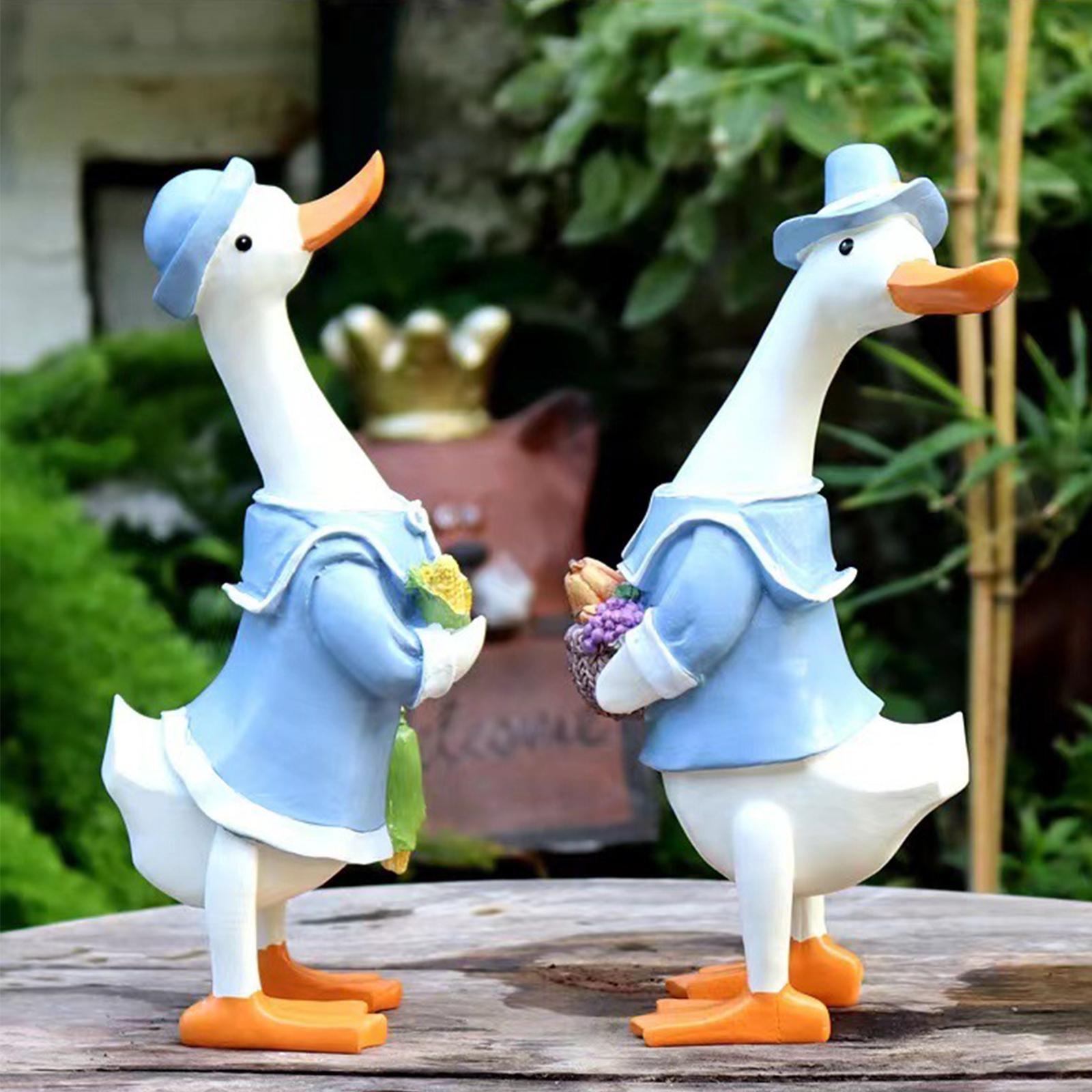 Garden Statues Art Crafts Resin Duck Figurines for Shelf Garden Cabinet