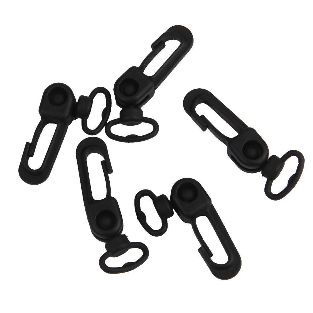 5pcs Rotatable Plastic Snap Clip Carabiners Hanging Hooks Keychain - Black