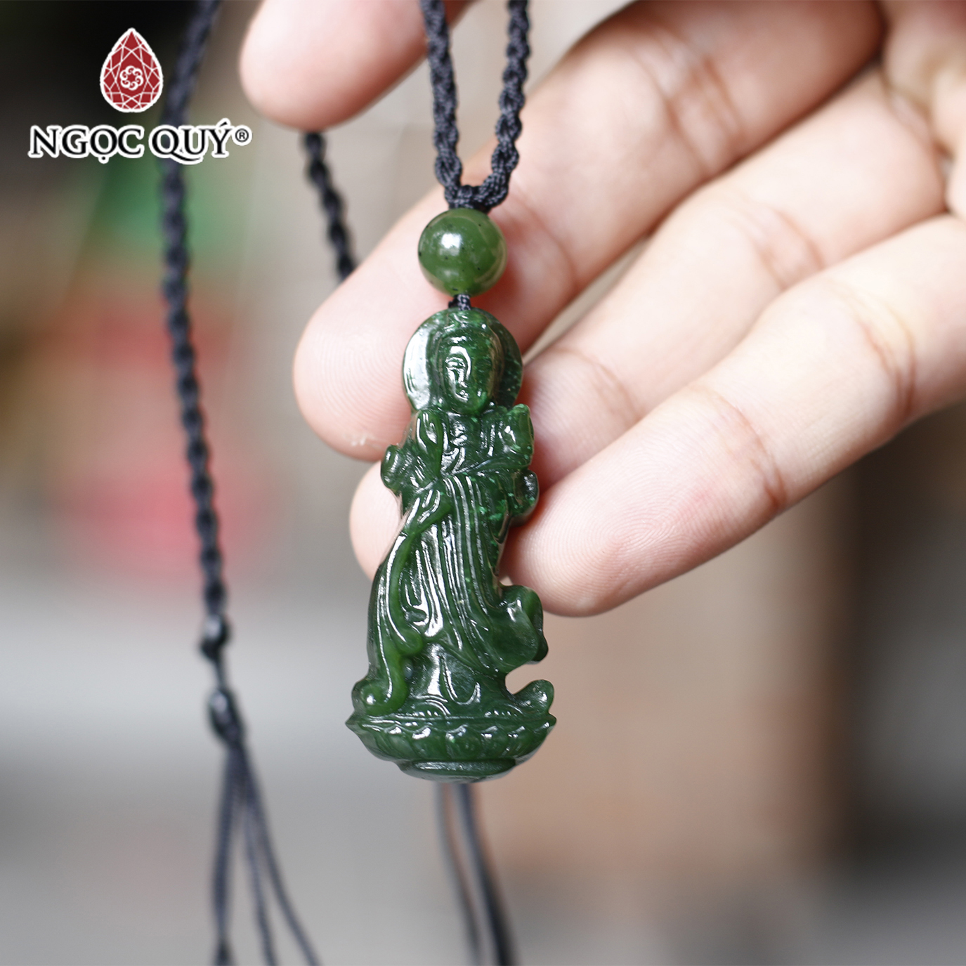 Mặt phật bà quan âm ngọc bích mệnh hỏa, mộc - Ngọc Quý Gemstones