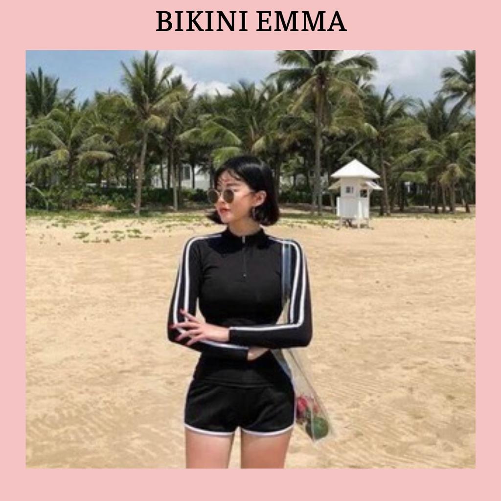 Bộ bơi 2 mảnh đen sọc trắng