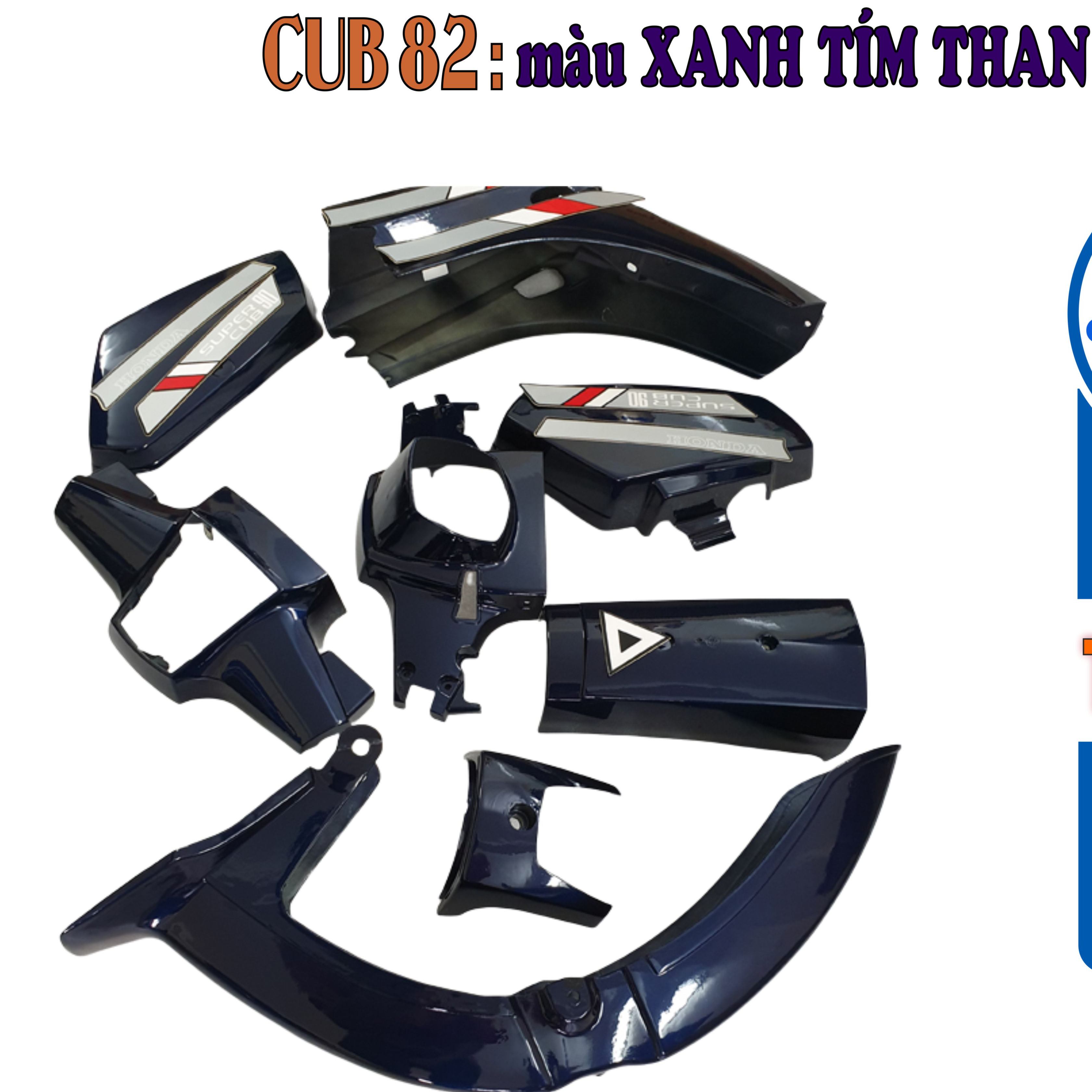 Bộ dàn áo xe Cub 82 màu XANH TÍM - nhựa ABS cao cấp -TKB-1354-2144