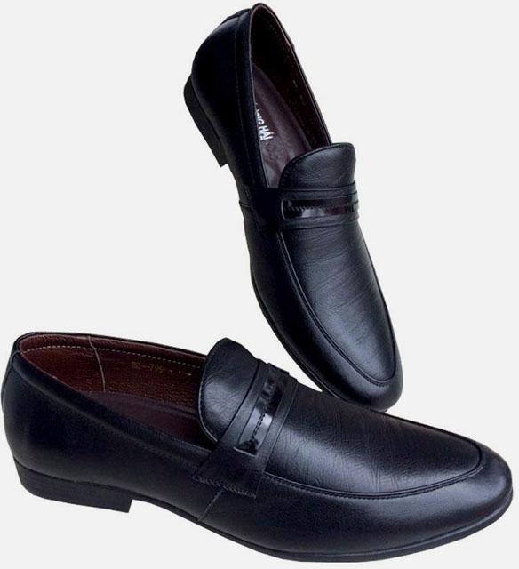 Giày tây nam Trường Hải đen da bò đen đế cao 2.5cm GT112
