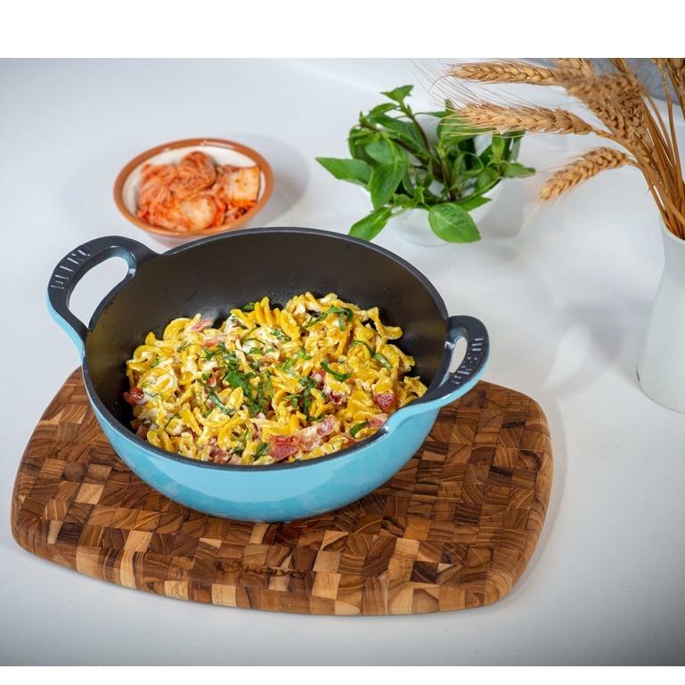 Chảo gang sâu lòng chống dính bếp từ cao cấp Oceno hai quai nguyên khối 20cm / 25cm , dùng được mọi bếp