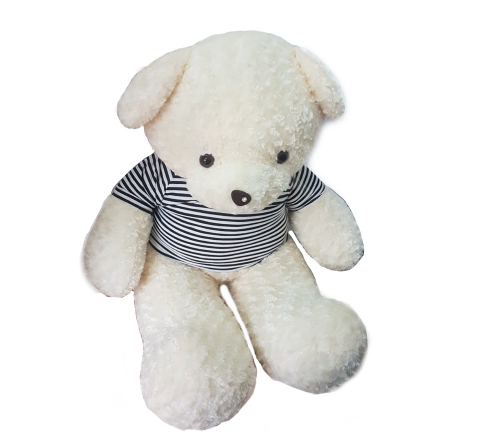 Gấu bông teddy trắng 1m2 áo kẻ lông xoáy 3 chiều cao cấp