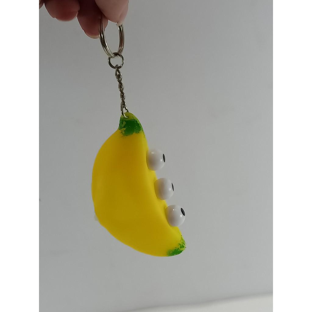 Móc khoá squishy quả chuối bóp ra mắt ngộ nghĩnh