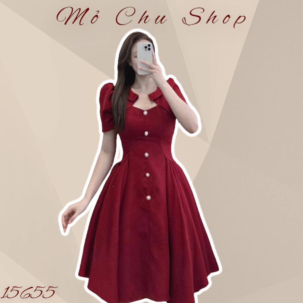 Đầm xòe cổ cách điệu xếp li eo