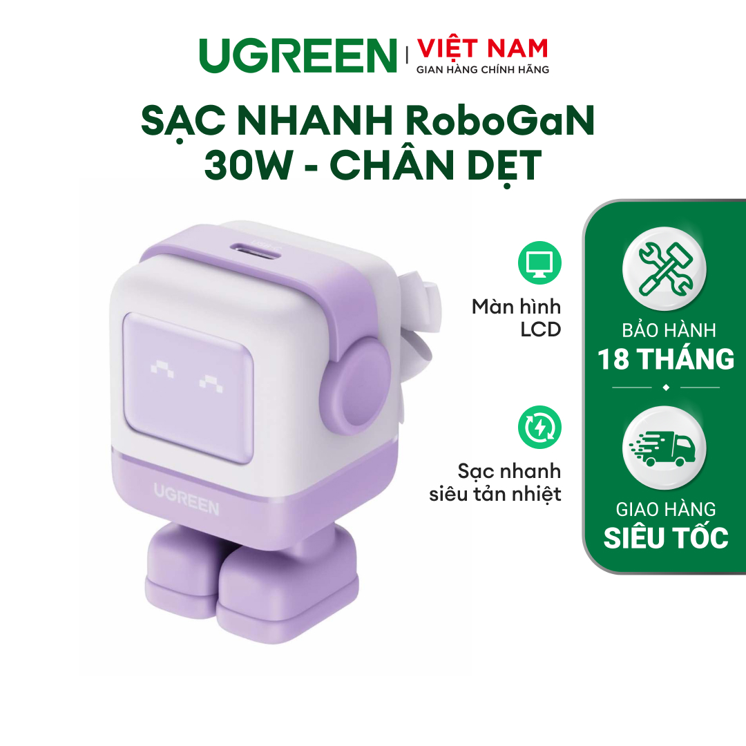 Sạc nhanh RoboGaN 30W UGREEN CD359 | Công nghệ GaN II | Màn hình LCD | Hàng chính hãng - Bảo hành 18 tháng 1 đổi 1 | 25036 15550