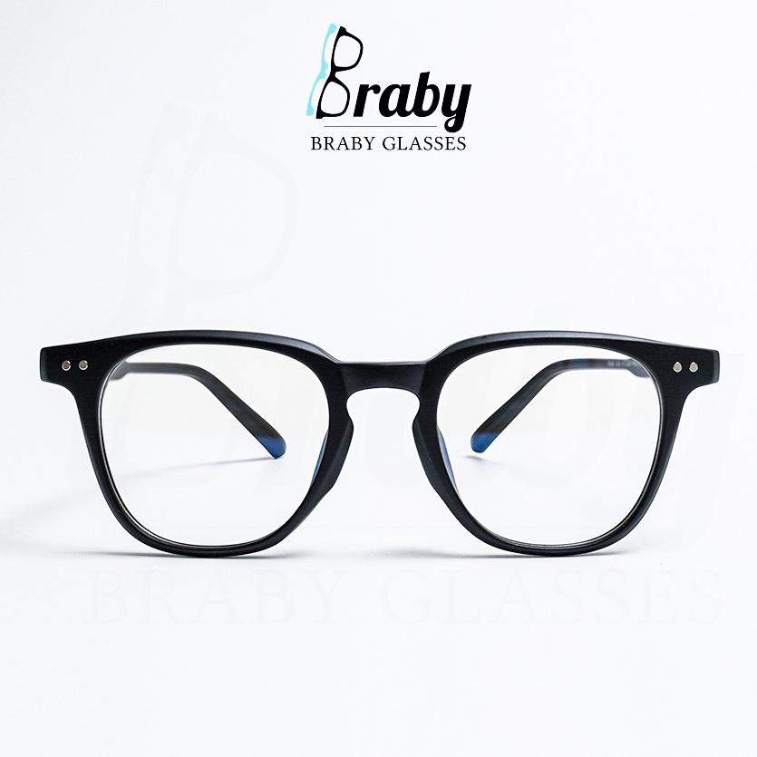 Gọng kính  mắt kính cận tròn chất liệu nhựa siêu nhẹ Braby thời trang nam nữ phong cách mạnh mẽ MK25
