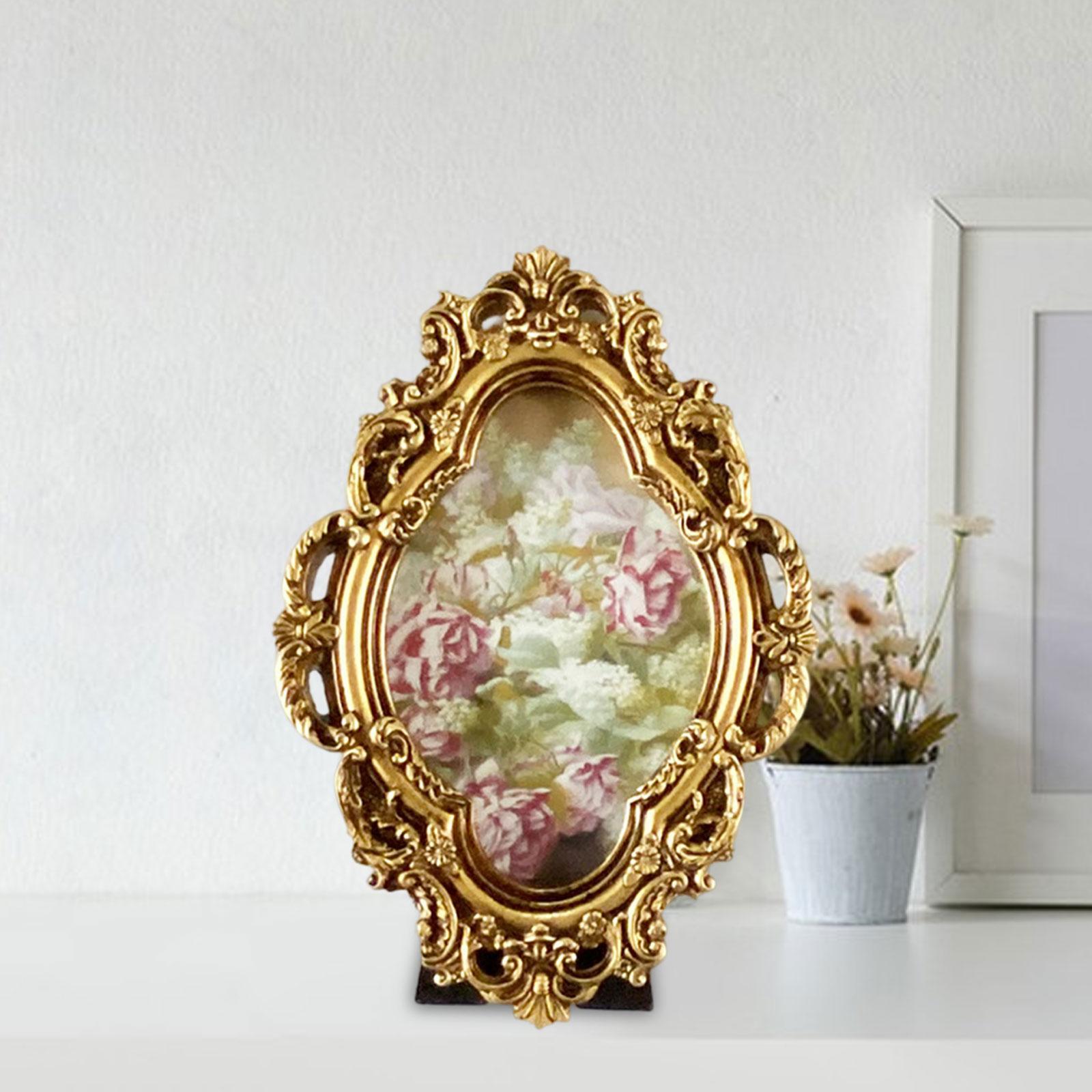 Resin Photo Frame, Small Picture Frame, Vintage Style Embossed Frame, Photo Display Frame Tabletop and Wall Hanging for Home Bedroom Decor