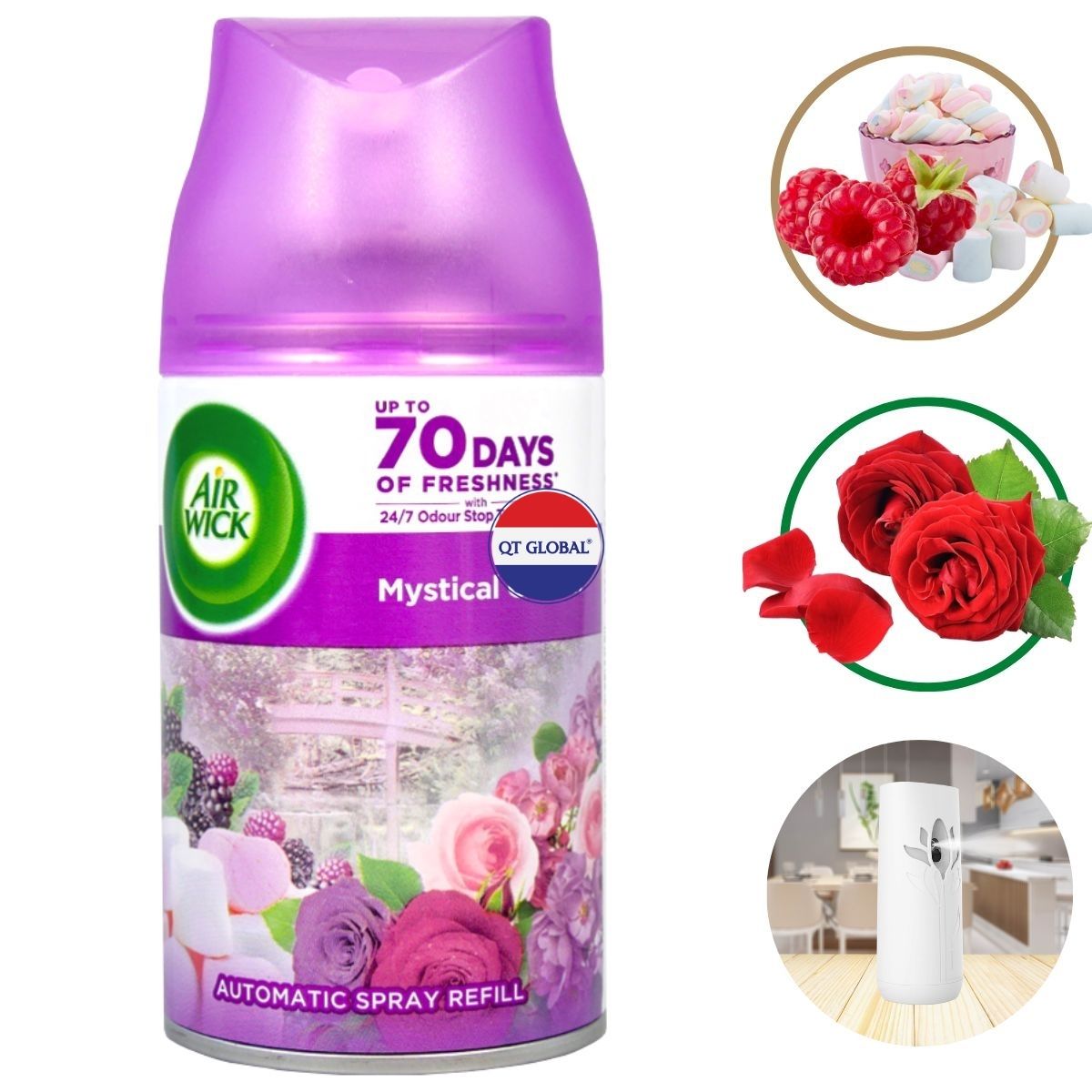 Bình xịt tinh dầu thiên nhiên Air.Wick Mystical Garden 250ml QT016842 - hoa hồng hoàng gia