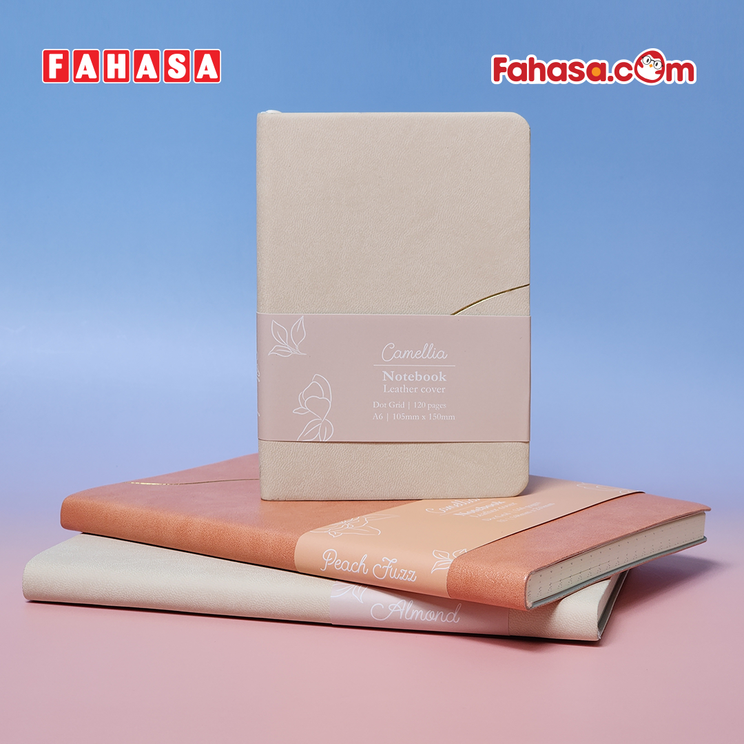 Sổ Da Bìa Mềm Camellia A6 - Không Kẻ Có Chấm - 120 Trang 100gsm - The Sun - Almond