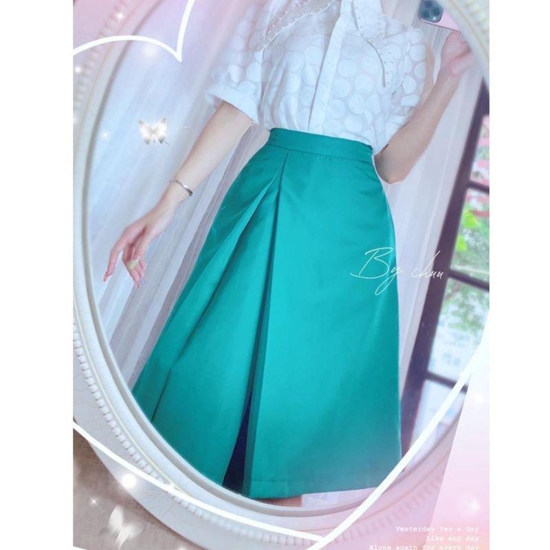 Chân Váy A dáng dài công sở ly bung phía trước 60cm