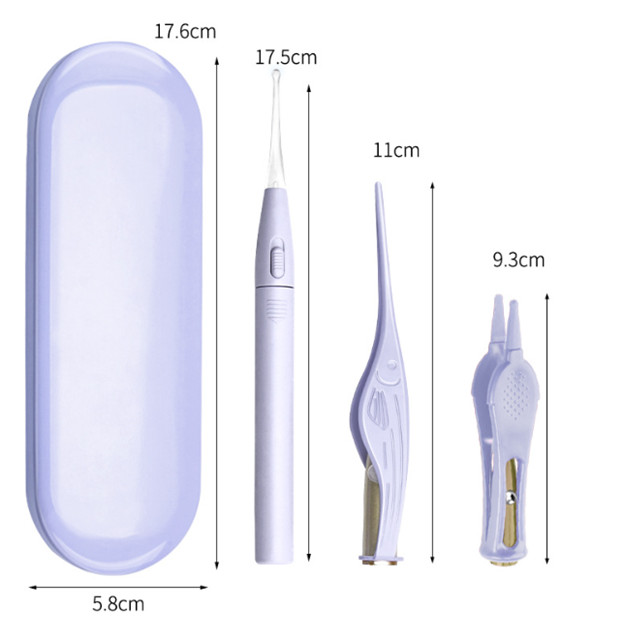 Bộ Lấy Ráy Tai Chăm Sóc Cá Nhân 3 Món KUNBE Có Đèn LED, Sử Dụng Tiện Lợi, An Toàn Cho Bé Và Gia Đình