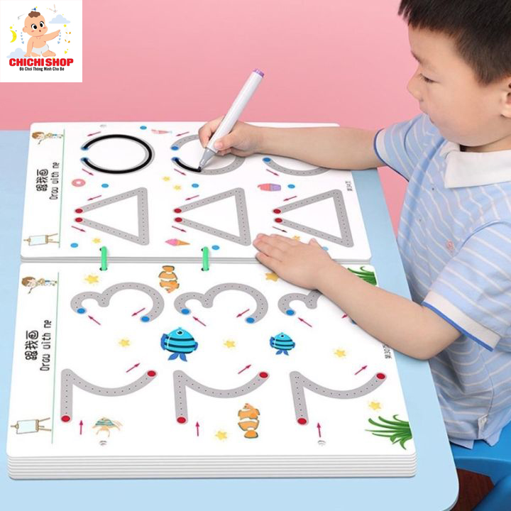 Đồ Chơi Giáo Dục Sớm Montessori, Bộ Viết Nối Stroke Line Dot To Dot 64 Trang Cho Trẻ Từ 2 Tuổi Tập Viết, Tập Tô, Nối Điểm, Nối Số, Luyện Cầm Bút