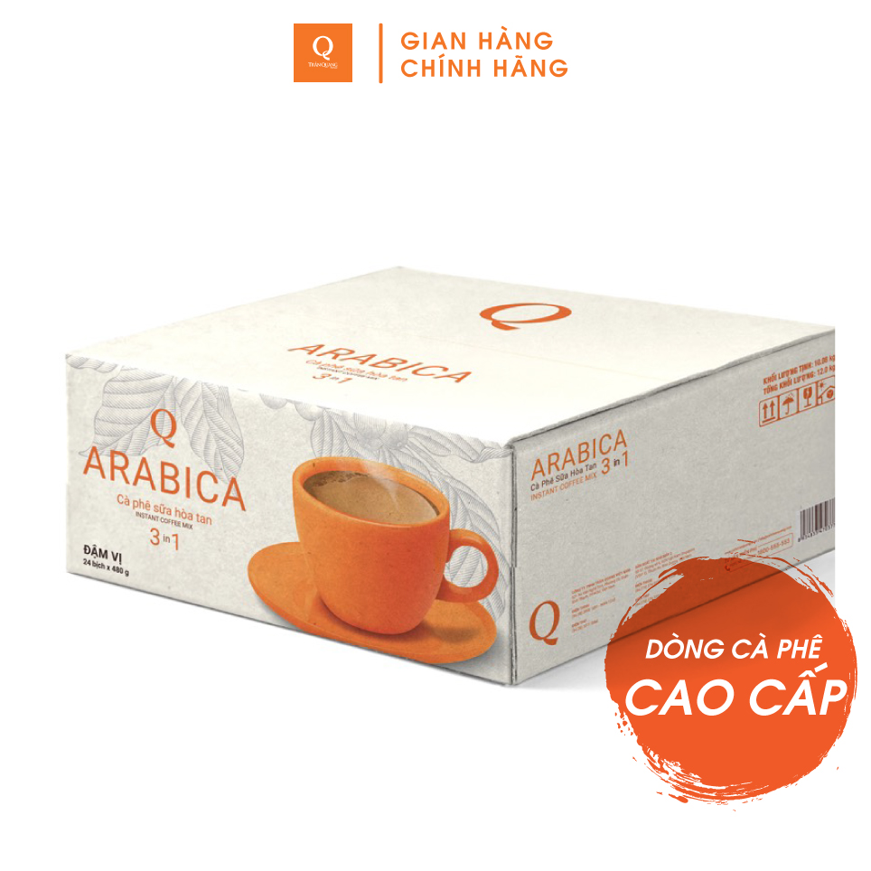 Cà phê Hòa tan 3in1 Arabica cafe sữa uống liền (bịch 24 gói x 20gr) ca phe Trần Quang Việt Nam Coffee