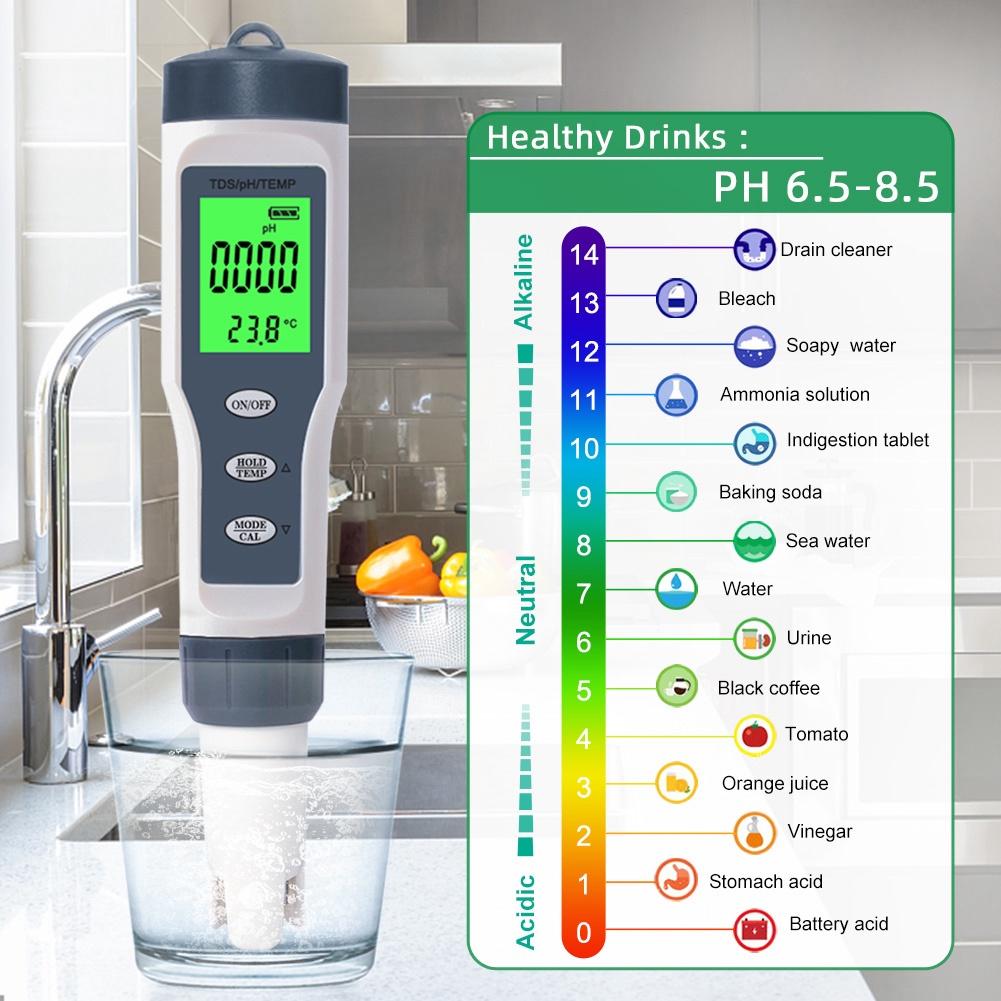 Máy Đo độ sạch 3 Trong 1, Đo độ PH nước và độ TDS nhiệt độ Hồ cá, Nước Uống, thủy canh, thủy sinh
