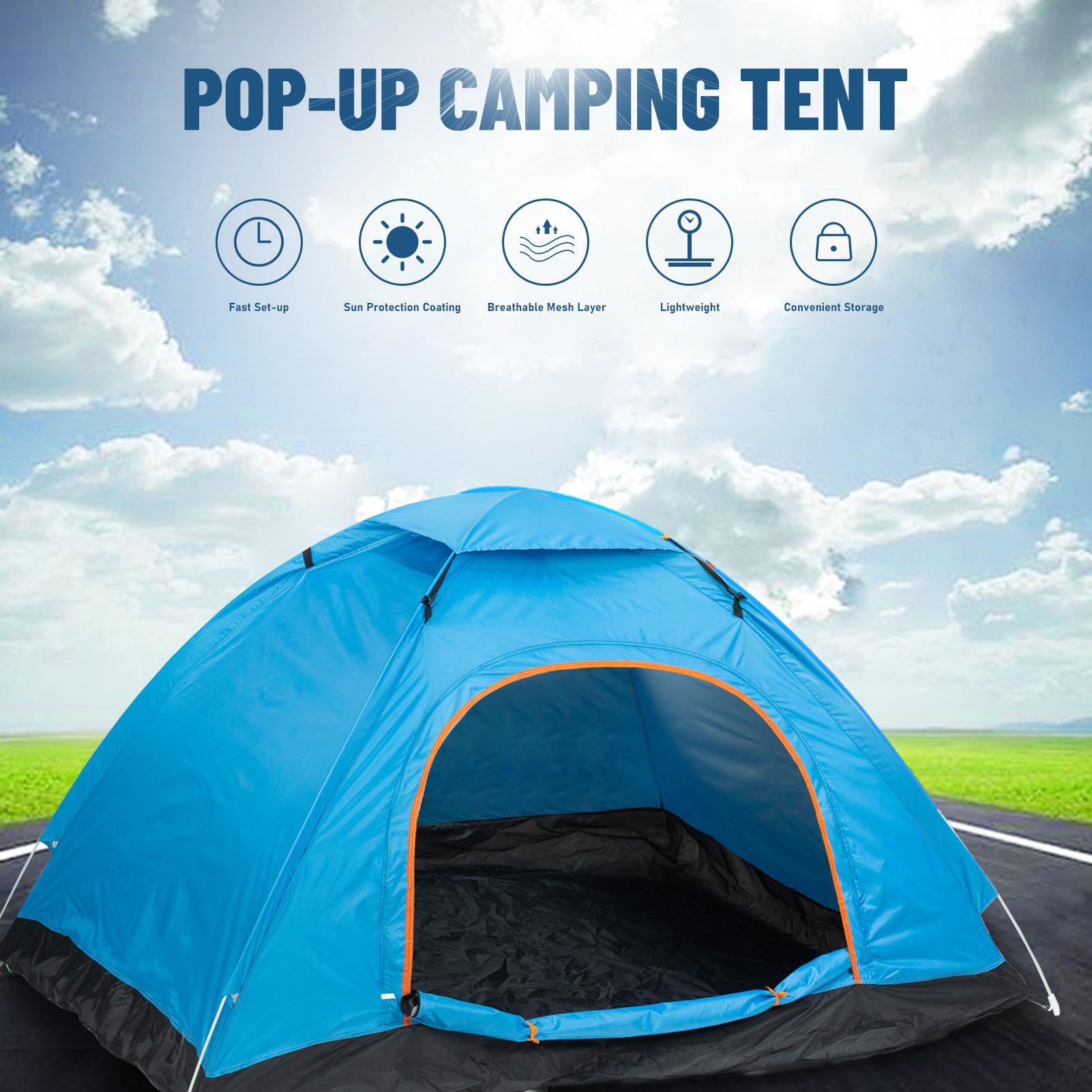 Lều cắm trại dã ngoại mái vòm tự bung cho 2 người, bằng vải polyester chống thấm nước