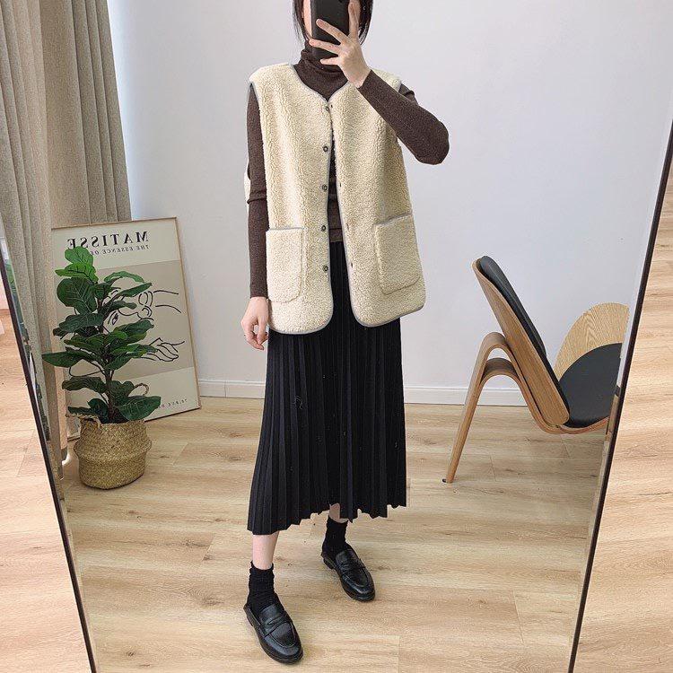 Áo Khoác Lông Cừu Dáng Rộng Phong Cách Ulzzang