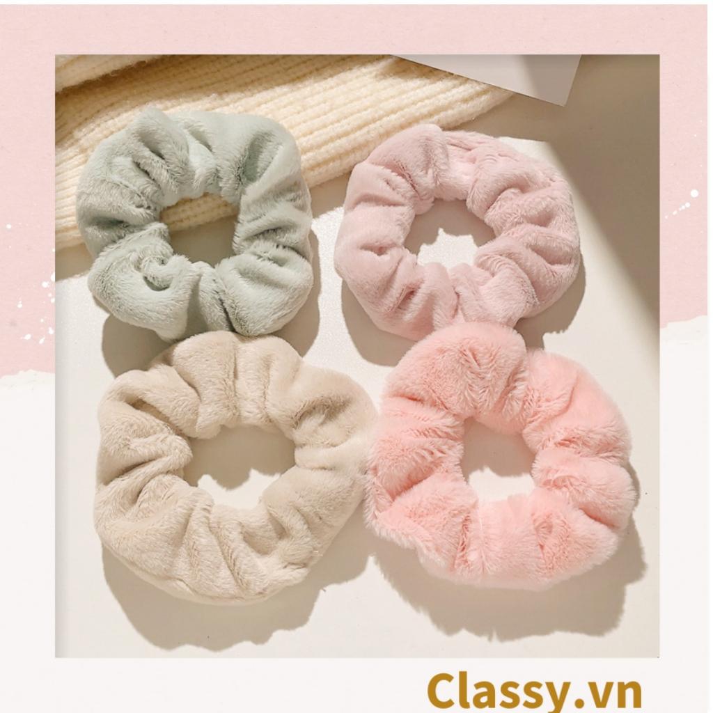 Cột tóc, Dây buộc tóc Classy , Scrunchies Vải Lông Mềm Đẹp trơn màu pastel nhã nhặn thanh lịch PK1678