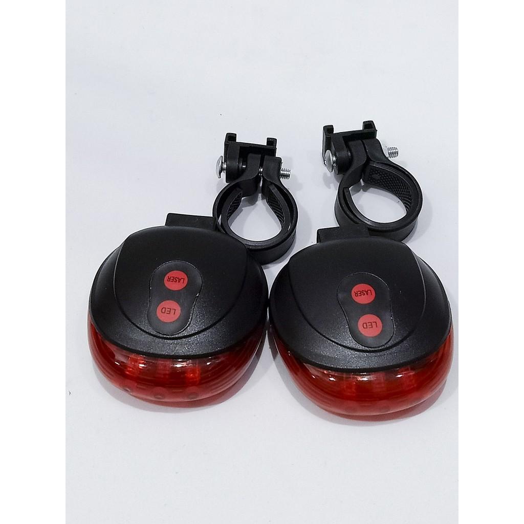 Combo 2 Đèn Led Chiếu Hậu Laser Cảnh Báo Gắn Cốt Yên Xe Đạp Nhiều Chế Độ