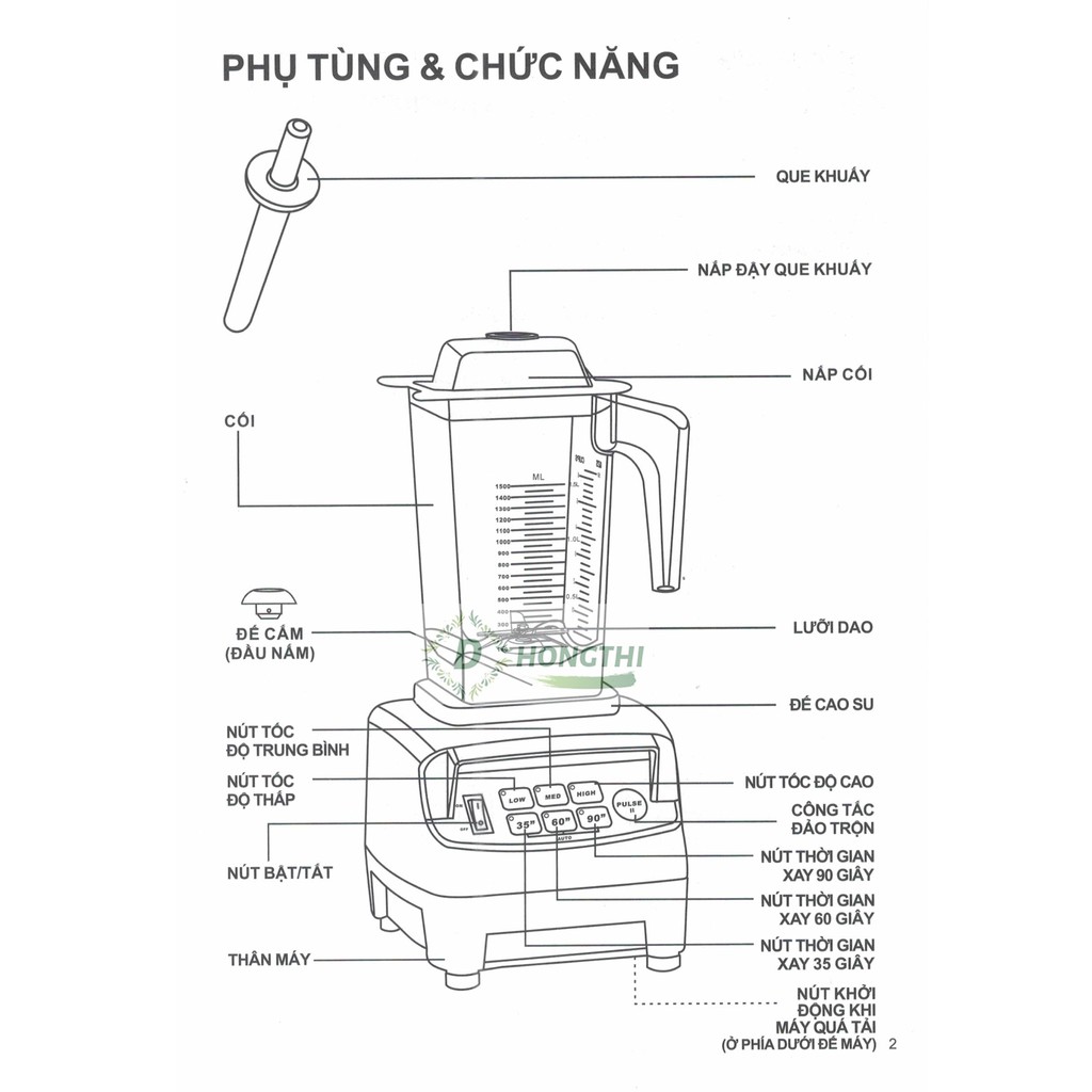 Cối Xay Sinh Tố Công Nghiệp JTC Omniblend (Cối đáy ôm + Nắp + Lưỡi Dao + Que Khuấy) - Hàng Nhập Khẩu