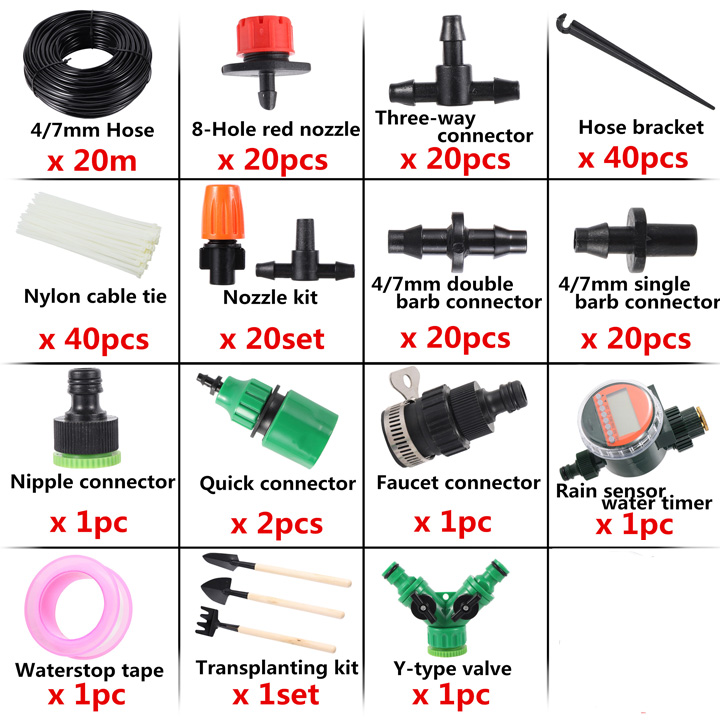 Bộ tưới cây thông minh tự động nhỏ giọt, phun sương và dụng cụ xẻng mini gieo hạt