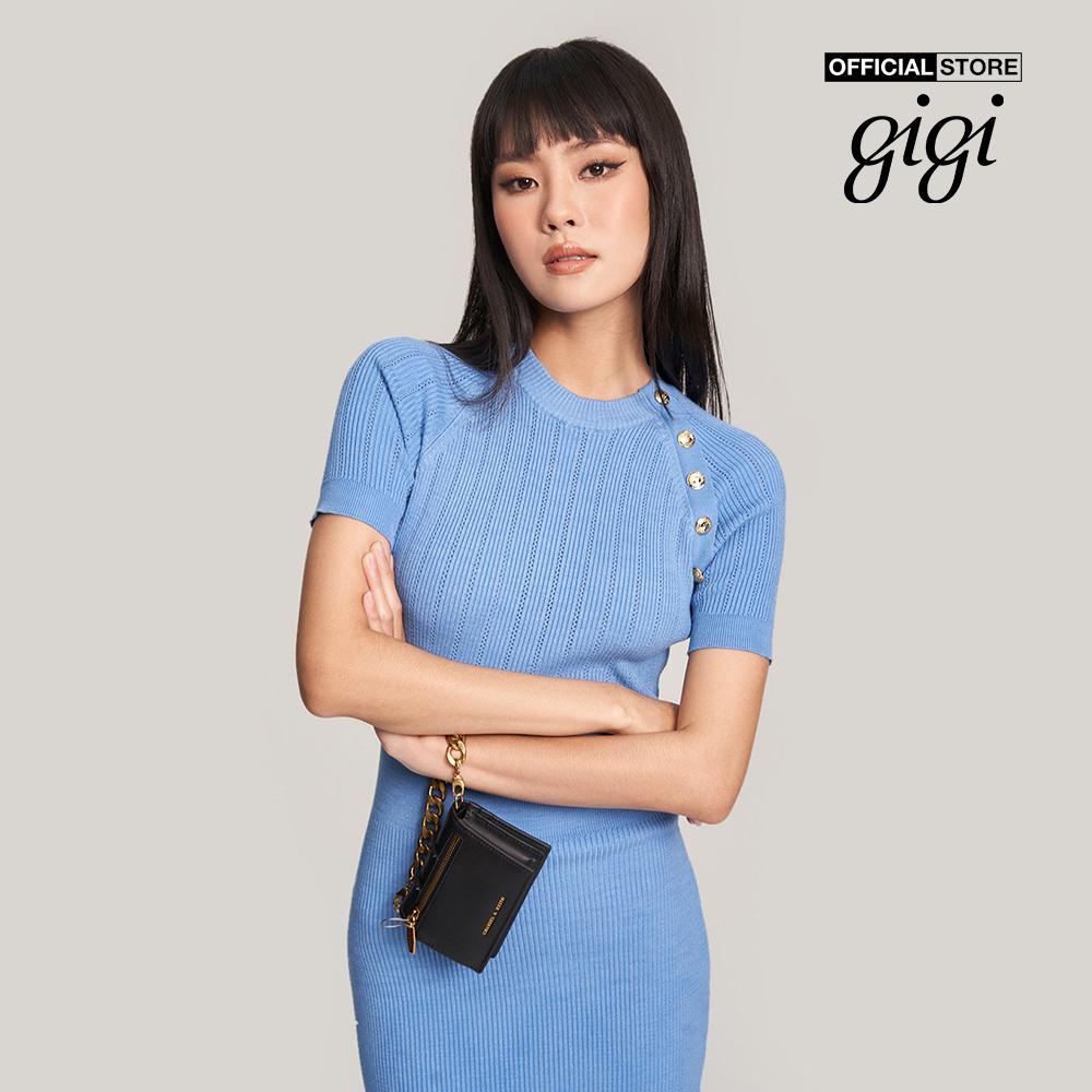 GIGI - Đầm body mini tay ngắn cổ tròn phối nút sang trọng G2106K222717