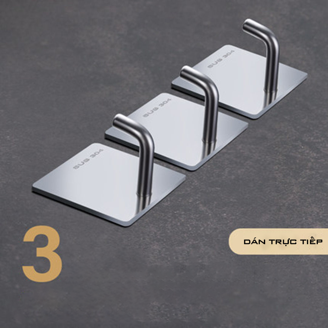 Móc treo đồ Inox 304 dán trực tiếp mọi bề mặt chống gỉ sét