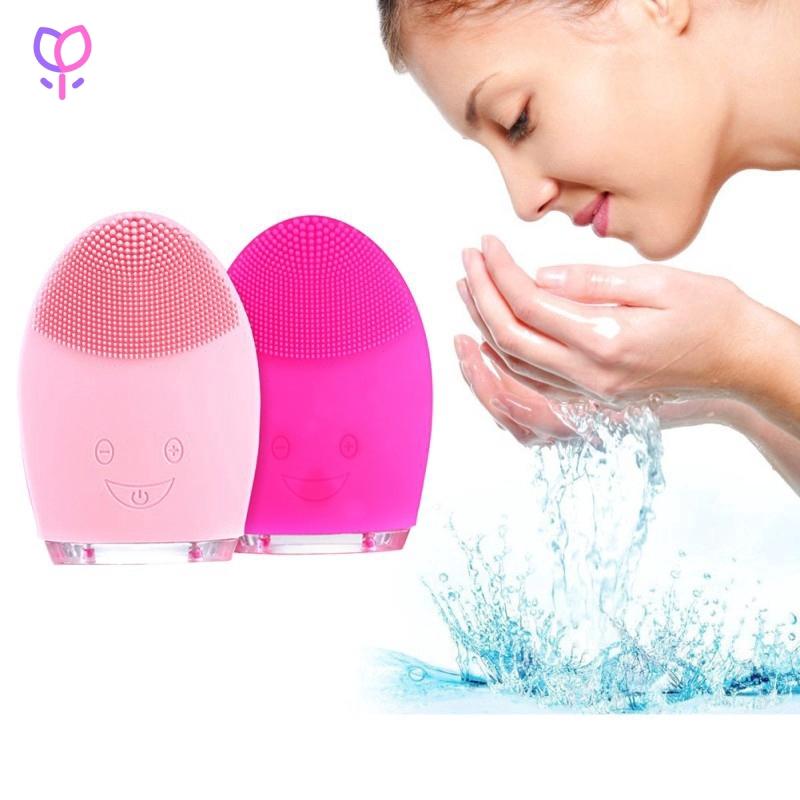 Mini Waterproof Silicone Electric Face Cleansing Brush Portable Facial Washing Machine Skin Care Massage Tool