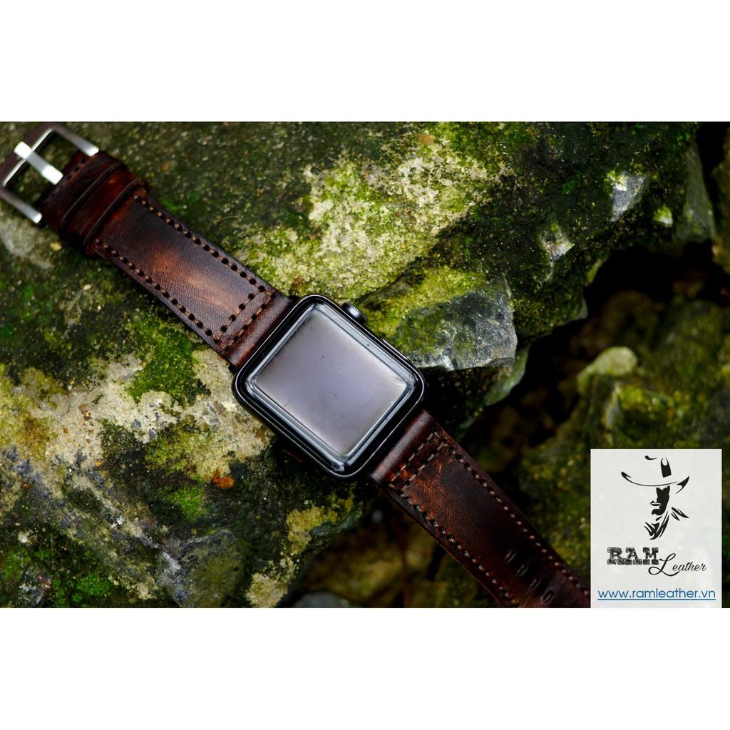 DÂY ĐỒNG HỒ DA BÒ THẬT CHO APPLE WATCH – RAM PILOT MÀU CHOCOLATE - HÀNG CHÍNH HÃNG RAM LEATHER