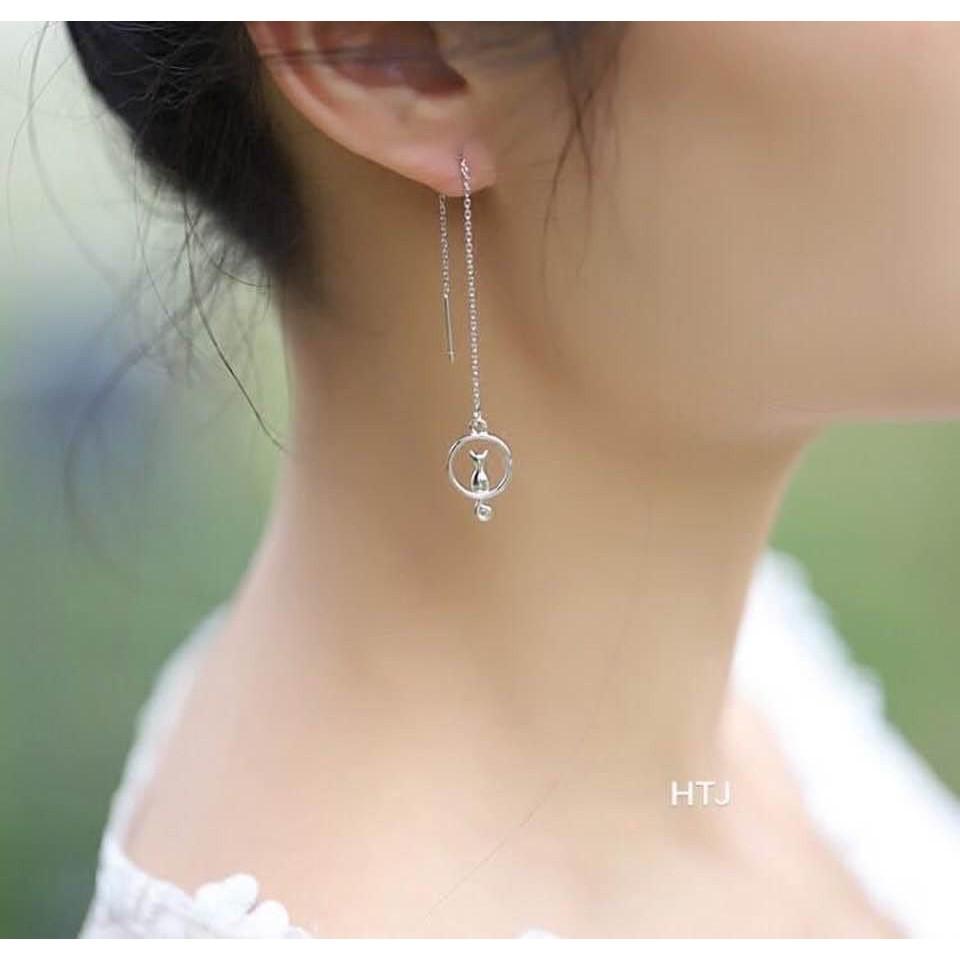 BÔNG TAI MÈO BẠC TA CAO CÂP -