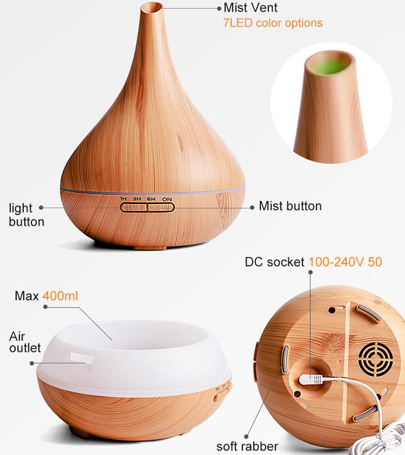 400Ml Điều Khiển Từ Xa Không Khí Thơm Siêu Âm Thanh Máy Phun Sương Tạo Độ Ẩm Màu Đèn LED Điện Bộ Tinh Dầu Thông Thơm Khuếch Tán Cho Gia Đình