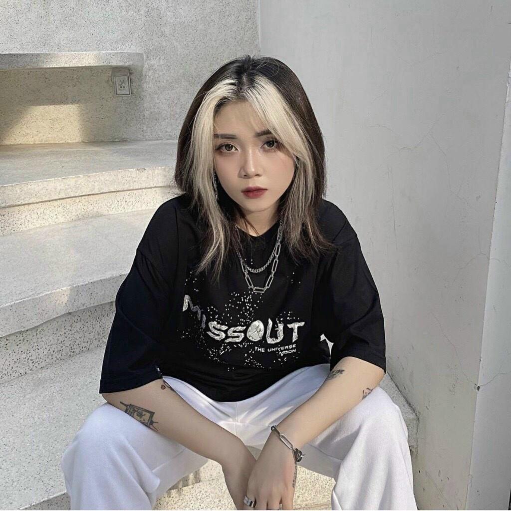 Áo Thun Áo Phông Tay Lỡ From rộng Unisex, from rộng chất mát min in MISSUOT màu trắng đen