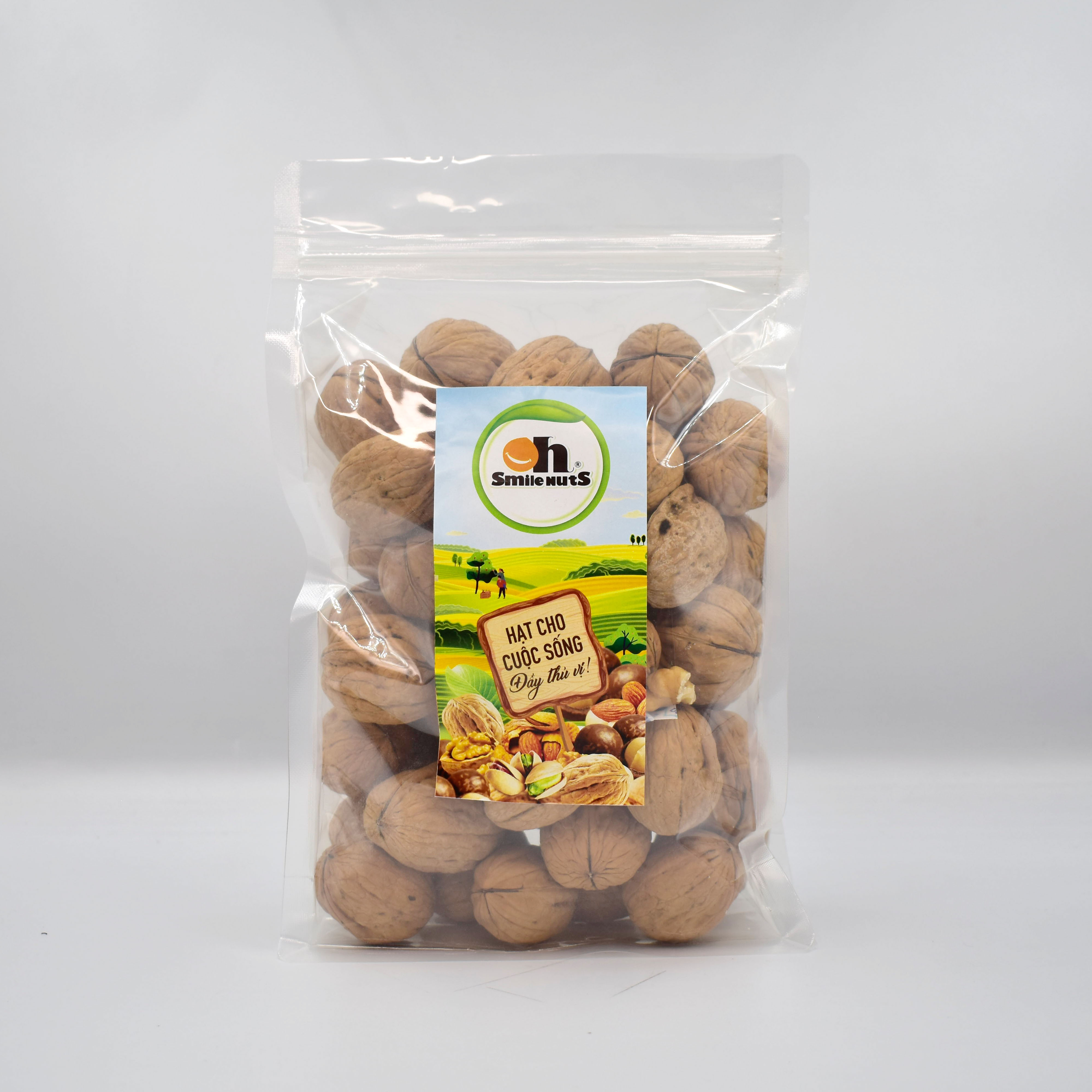 Quả Óc Chó nguyên vỏ Chile SMILENUTS túi 500g - Quả Óc Chó Chandler nhập khẩu - Hàng vỏ mỏng, nhân dày - Tặng kèm dụng cụ tách hạt