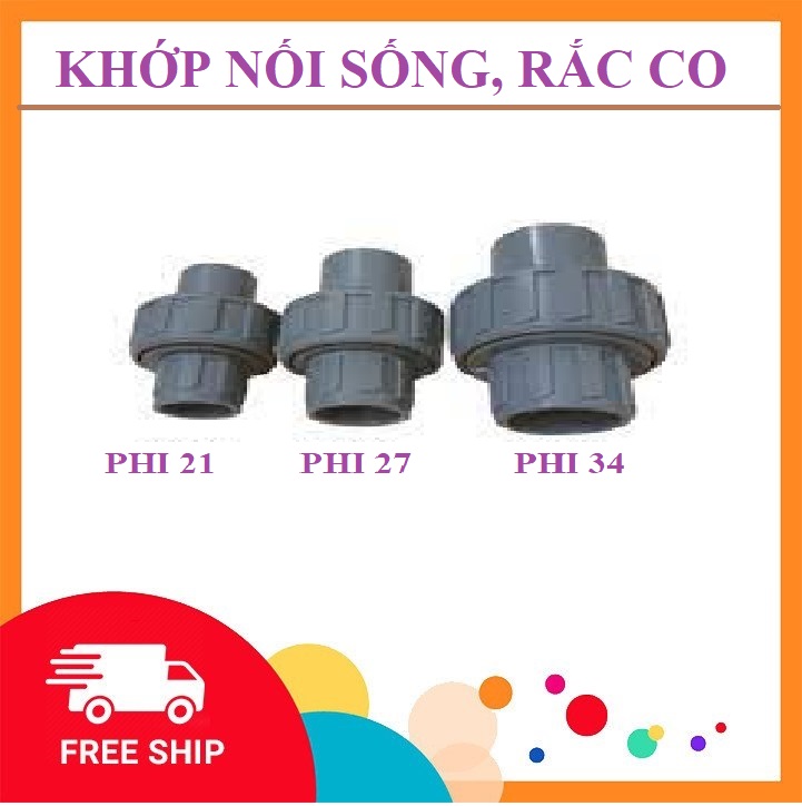 KHỚP NỐI SỐNG - RẮC CO : Phi 21mm, 27mm,34mm,42mm, 49mm