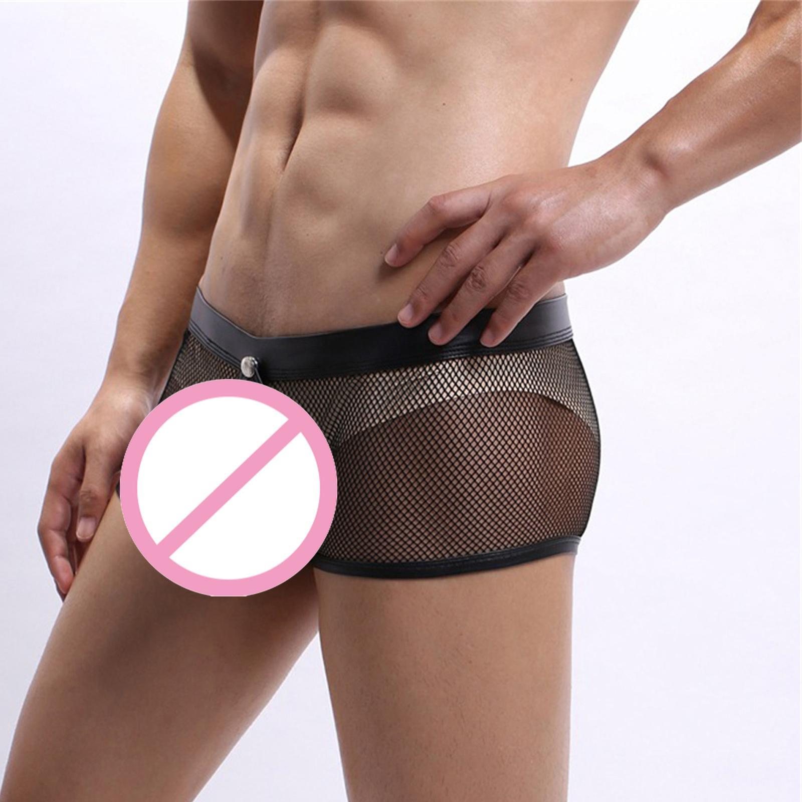 Men Underpants Comfortable Quick Drying Elastic Transparent Shorts Low Rise