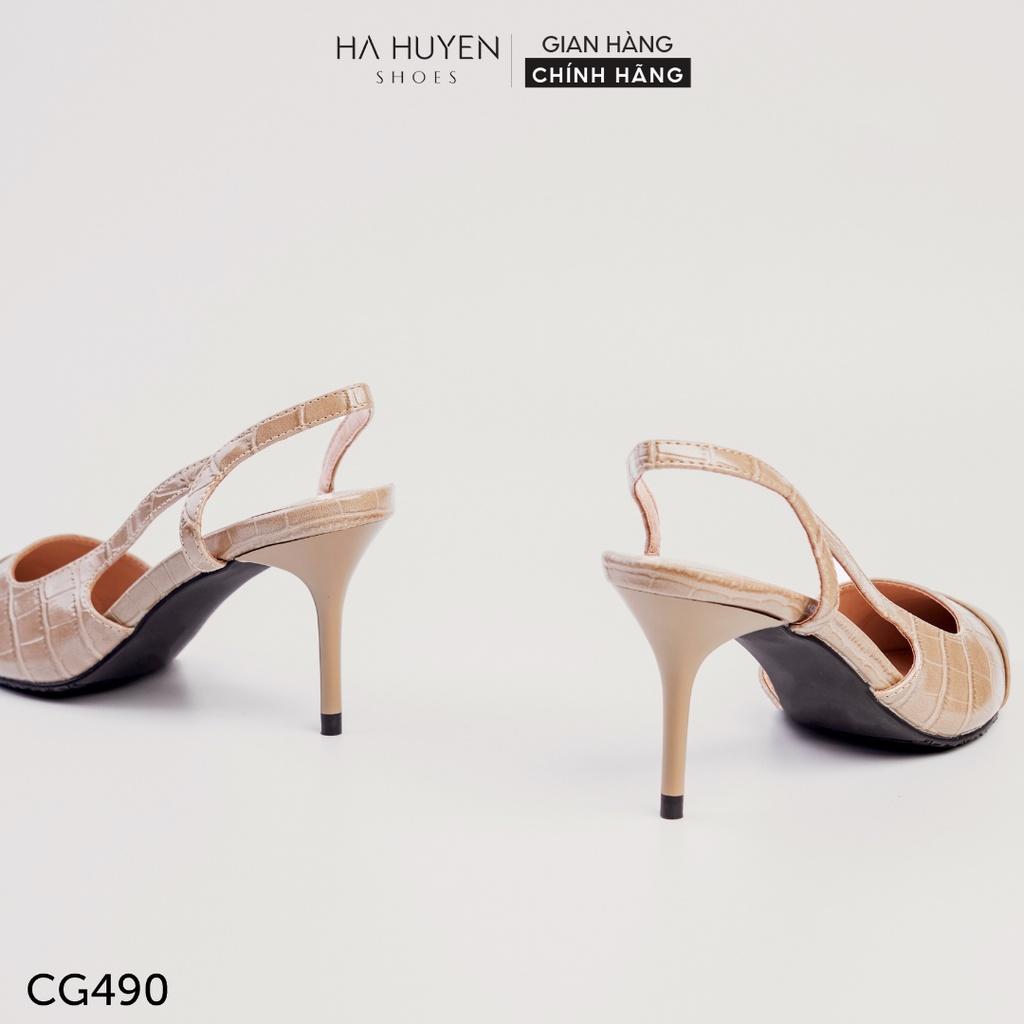 Giày cao gót nữ Hà Huyền Shoes mũi nhọn captoe quai đan hông chân gót nhọn 8 phân - CG490