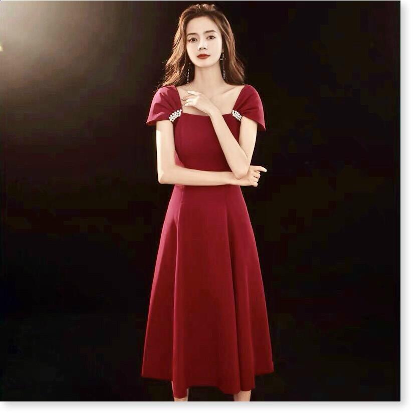 ĐẦM UMI ĐÍNH NGỌC ĐỎ TRƠN