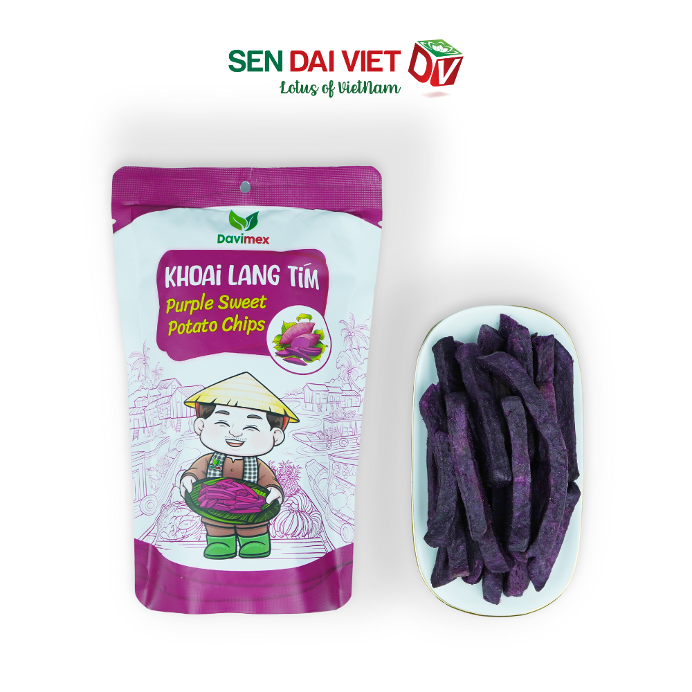 Khoai Lang Tím Sấy Giòn-Ngon Ngọt Tự Nhiên, Ăn Ngon, Sống Khỏe, ĐV- Sen Đại Việt- Gói 50g